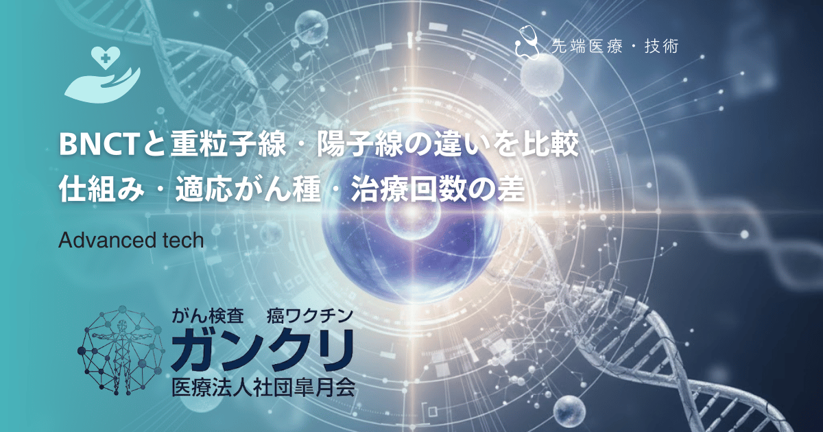 BNCTと重粒子線・陽子線の違いを比較｜仕組み・適応がん種・治療回数の差